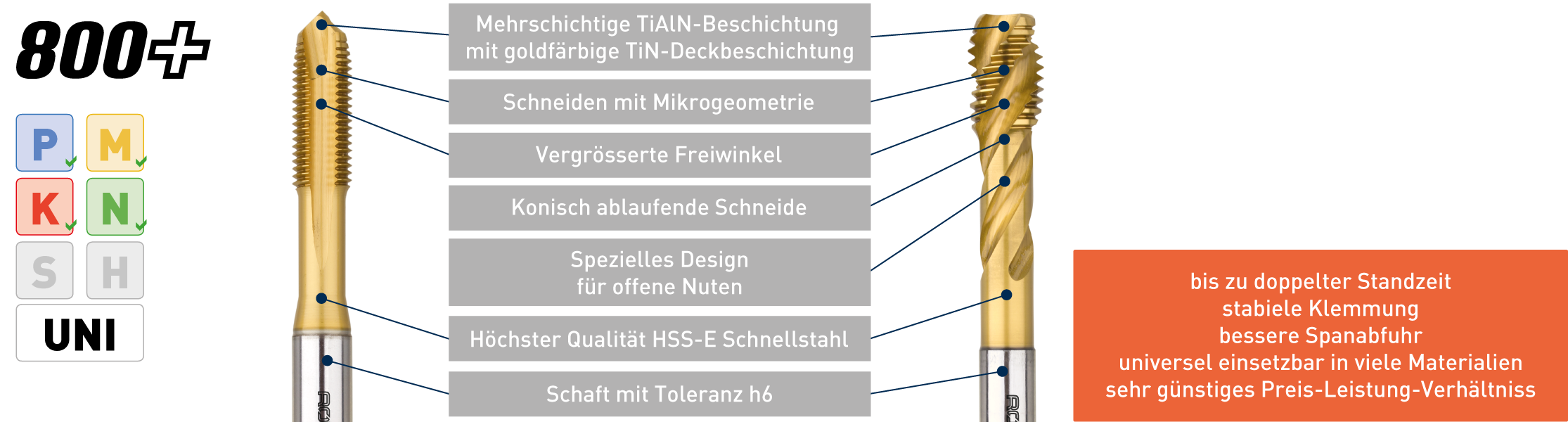 HSS-E Maschinengewindebohrer '800+' [M]