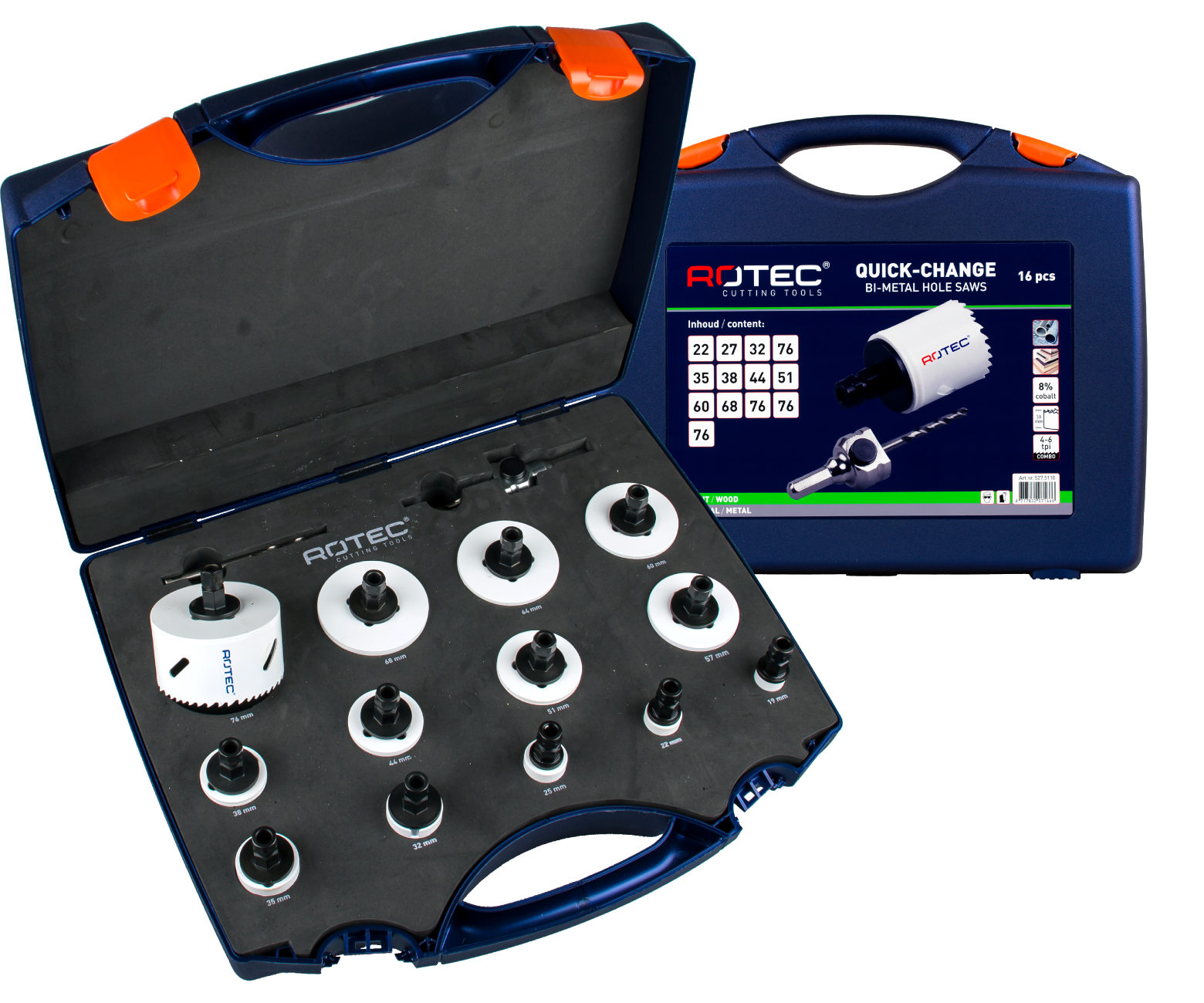 Hole saw set '527 - Allround' with Quick-Change adapters, 16 pcs
