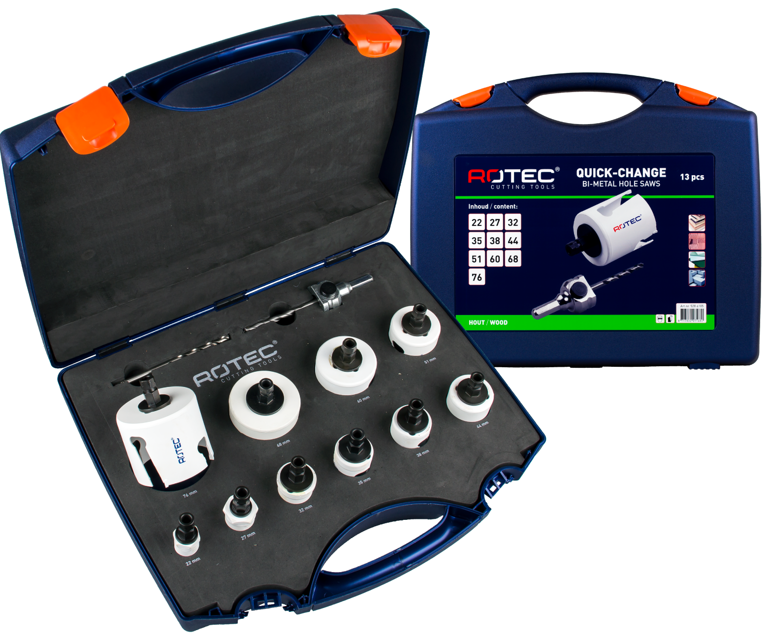 13 pc TCT Multi-Purpose hole saw set type '528 - Electrician' with Quick-Change