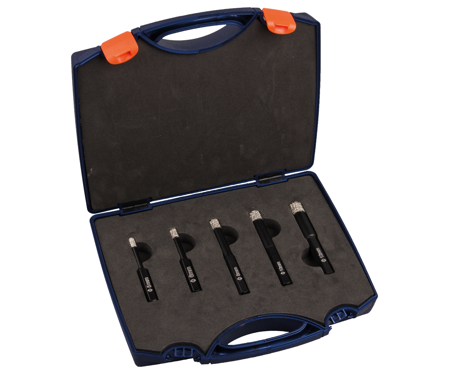 5 pc Tile drill bit set type '758', with wax, in plastic case
