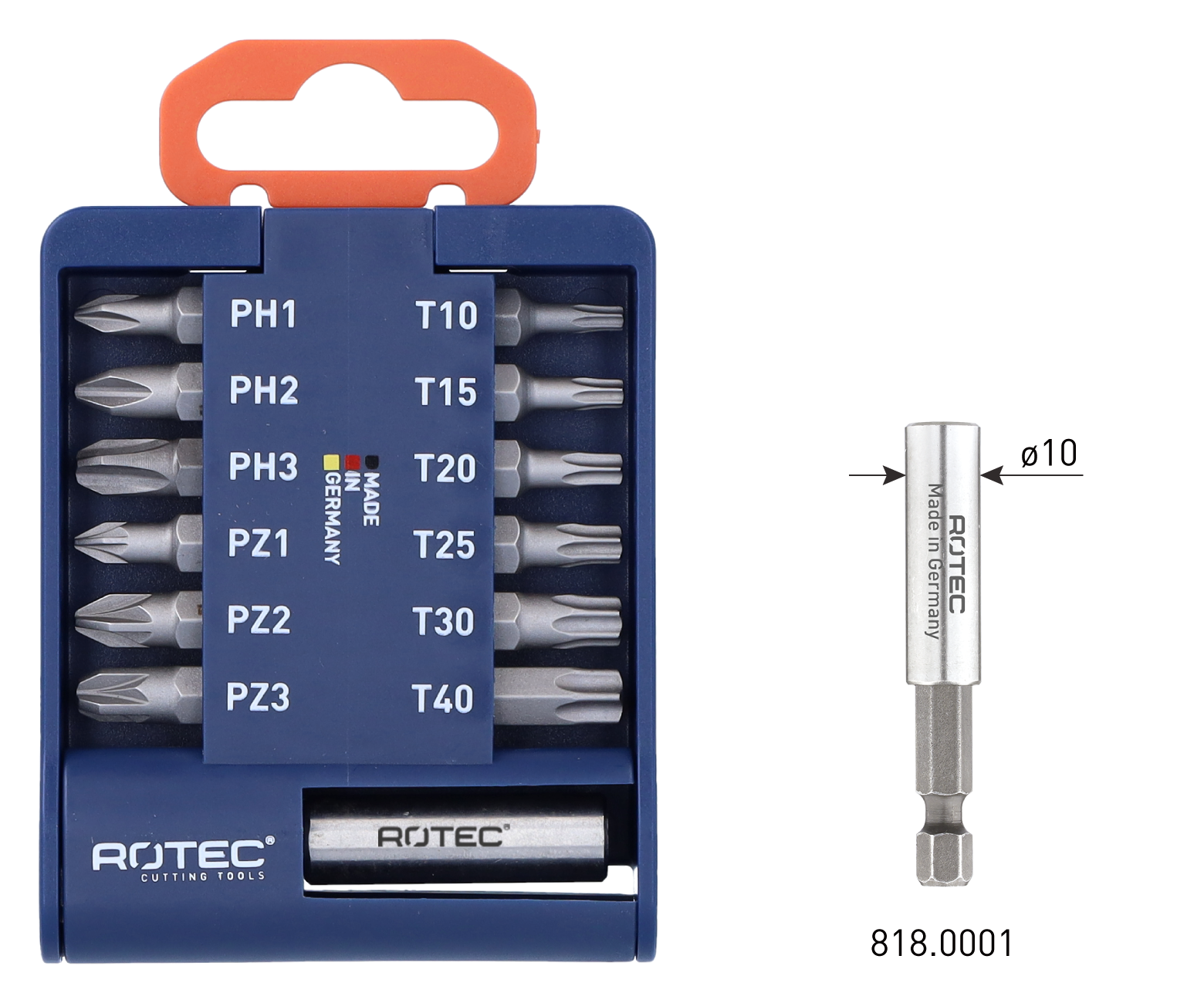 13 pc Bit set PH-PZ-T type '825', with magnetic bitholder