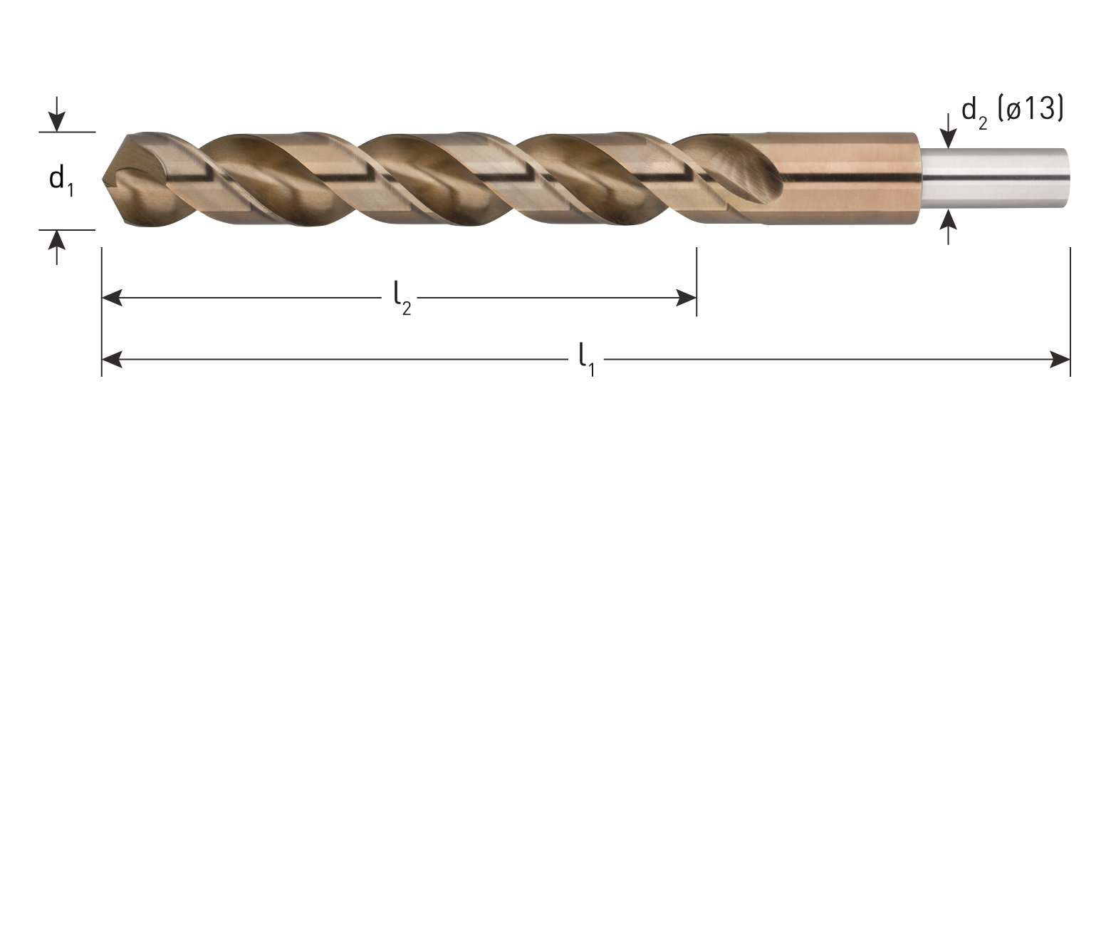HSS-E spiraalboor type '110' ø13,5mm, schacht ø13mm, in koker