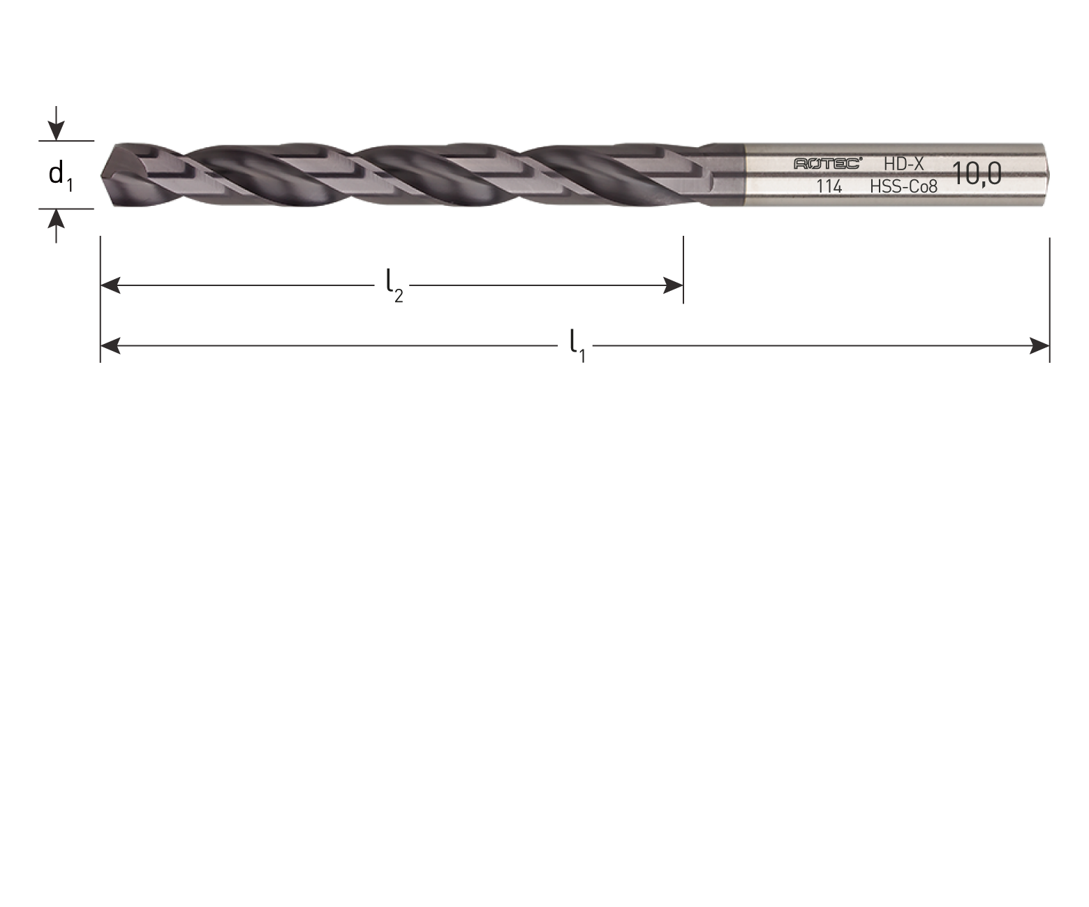 HSS-E spiraalboor type '114C' TiAlN-TOP, ø8,0mm