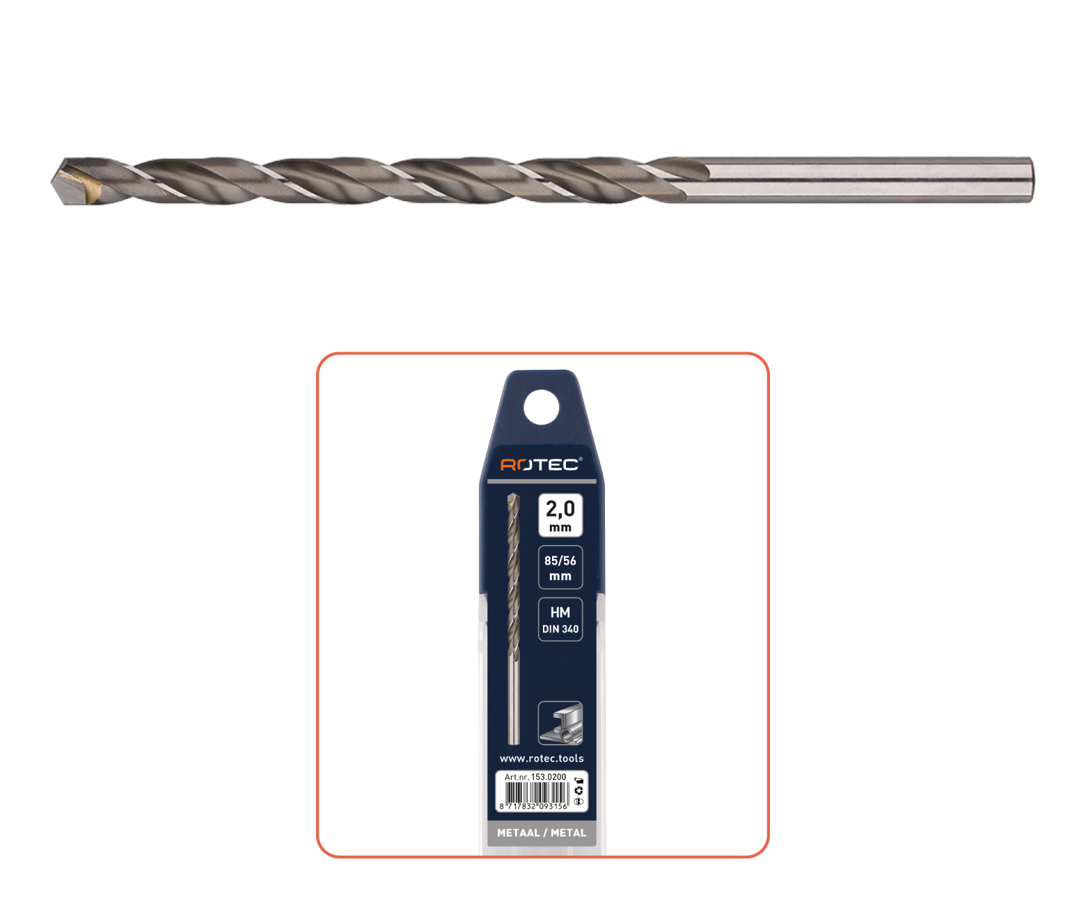 TCT Drill bit, long, carbide tipped, in EV-pack detail 2