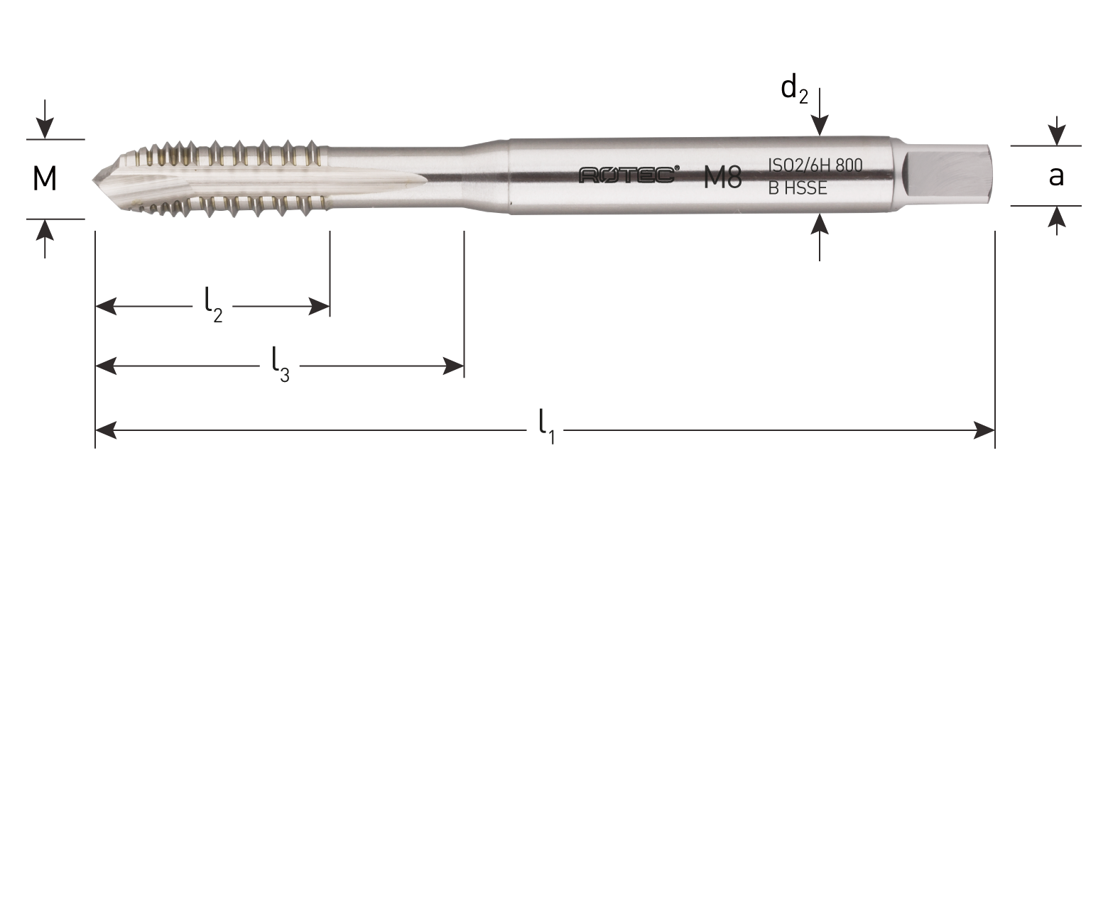 HSS-E UNI Machine tap, metric, DIN 371, gun