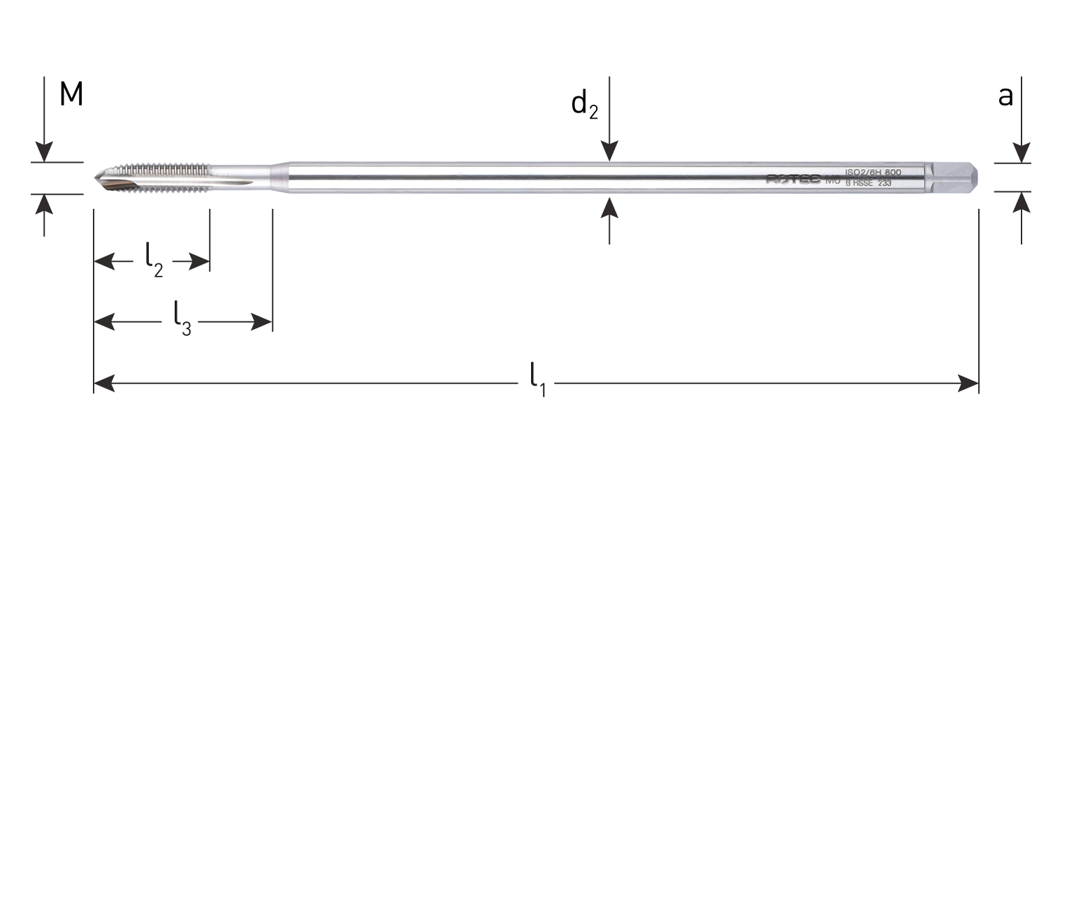 HSS-E Maschinengewindebohrer, metrisch, extra lang