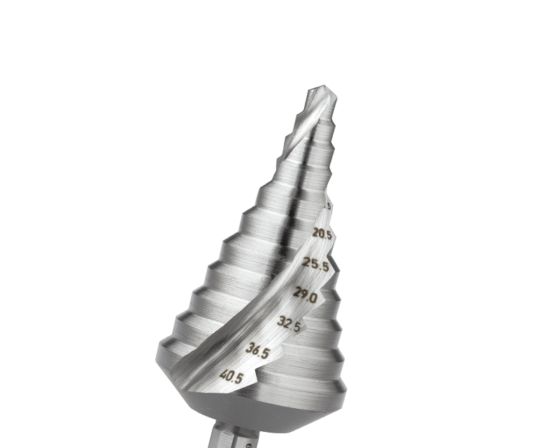HSS Step drill bit, for metric cable connectors, through holes