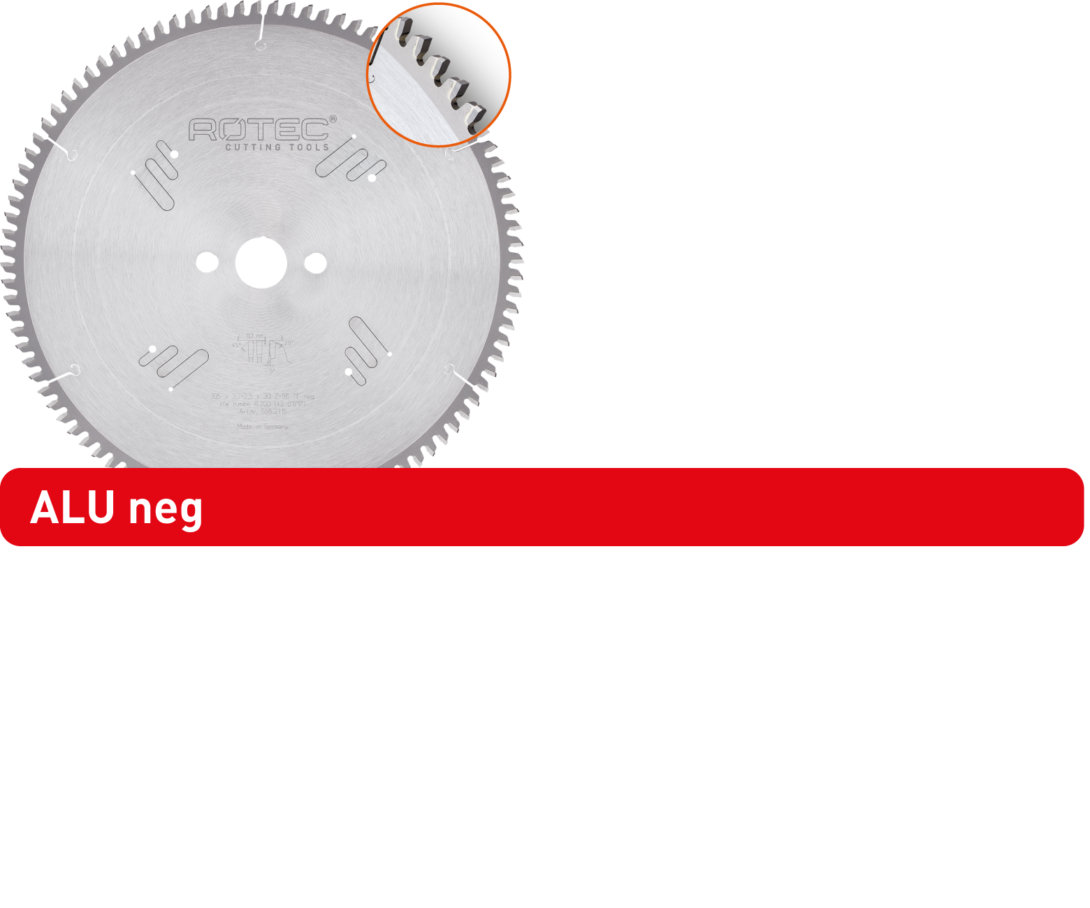 TCT saw blade for non-ferrous metals (thin walled)