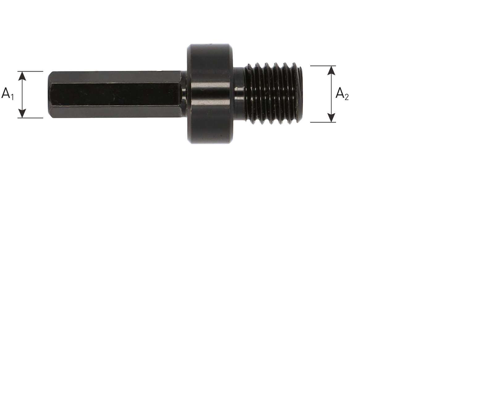 Adapter van 6-knt. 9 mm naar M14 (buitendraad)