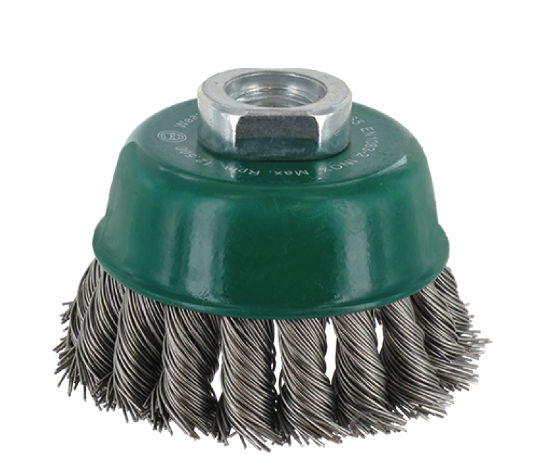 Cup brush M14 - Twist knot wire, stainless steel