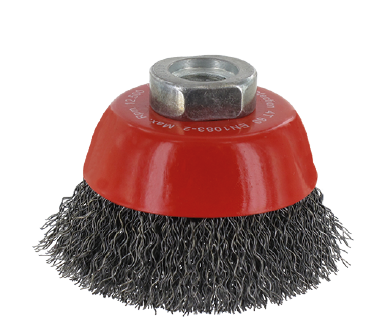 Cup brush M14 - Crimped wire, steel