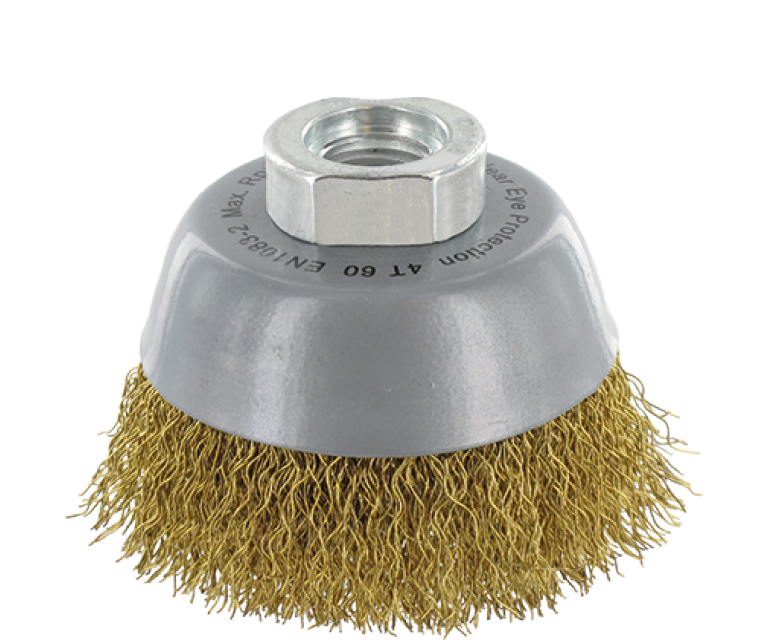 Cup brush M14 - Crimped wire, brass