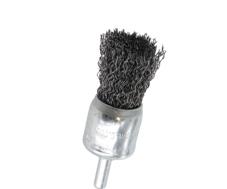 End brush w. shank 6mm - Crimped wire, steel