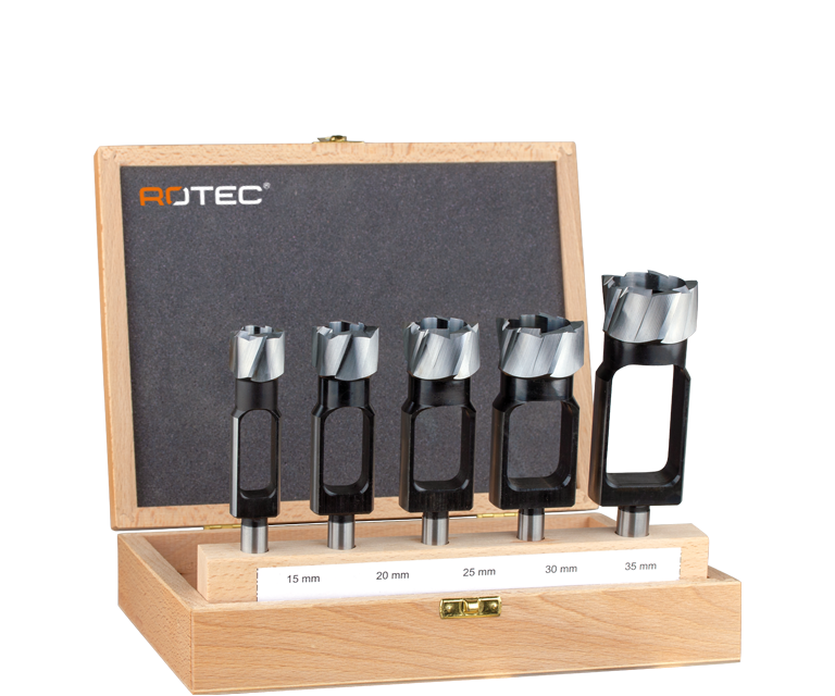 Tenon plug cutter set, Premium, in wooden case